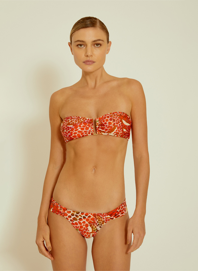 Artsy Crab Drop Bandeau Draped Bikini