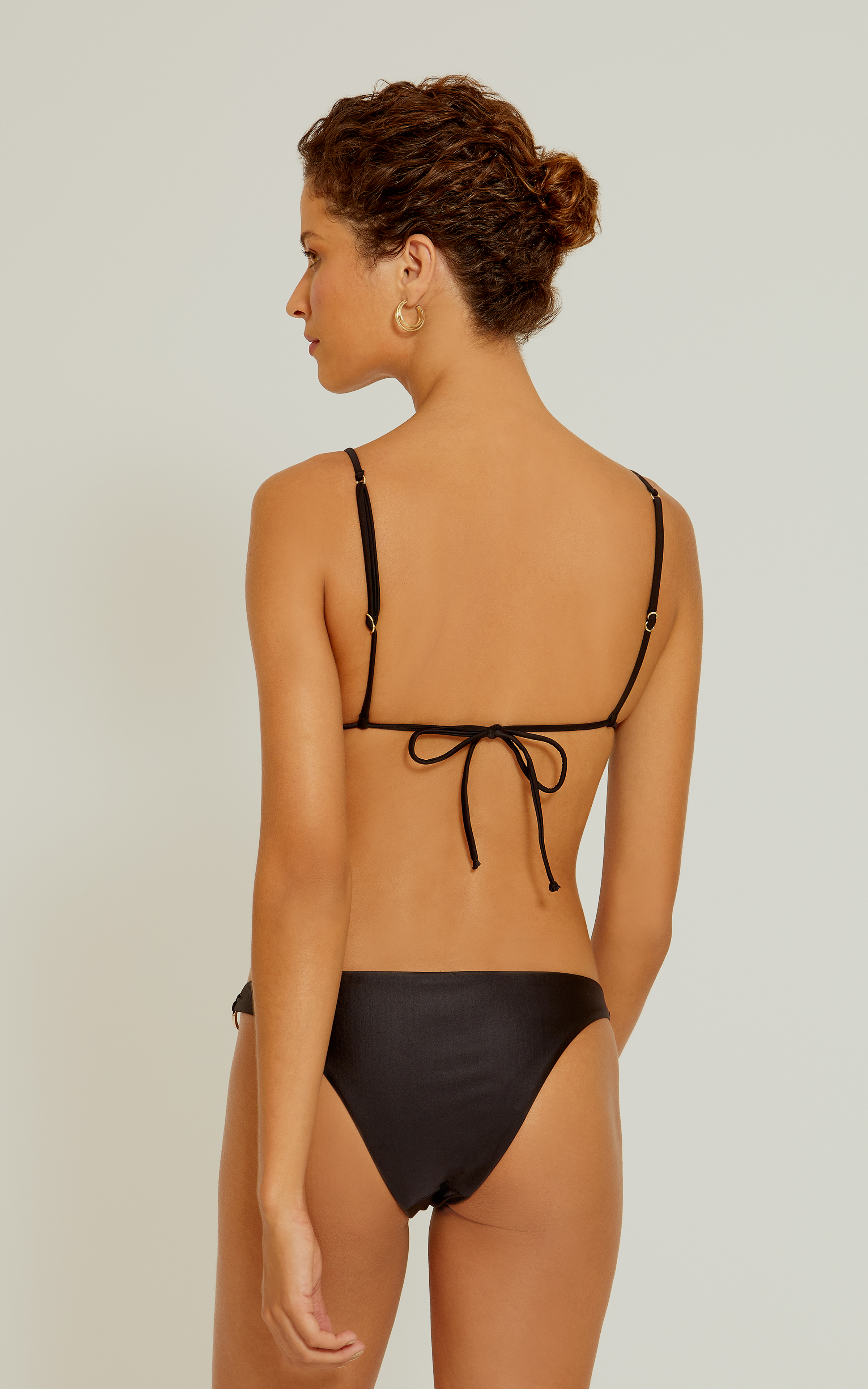 Black Long Triangle Rings Detail Bikini