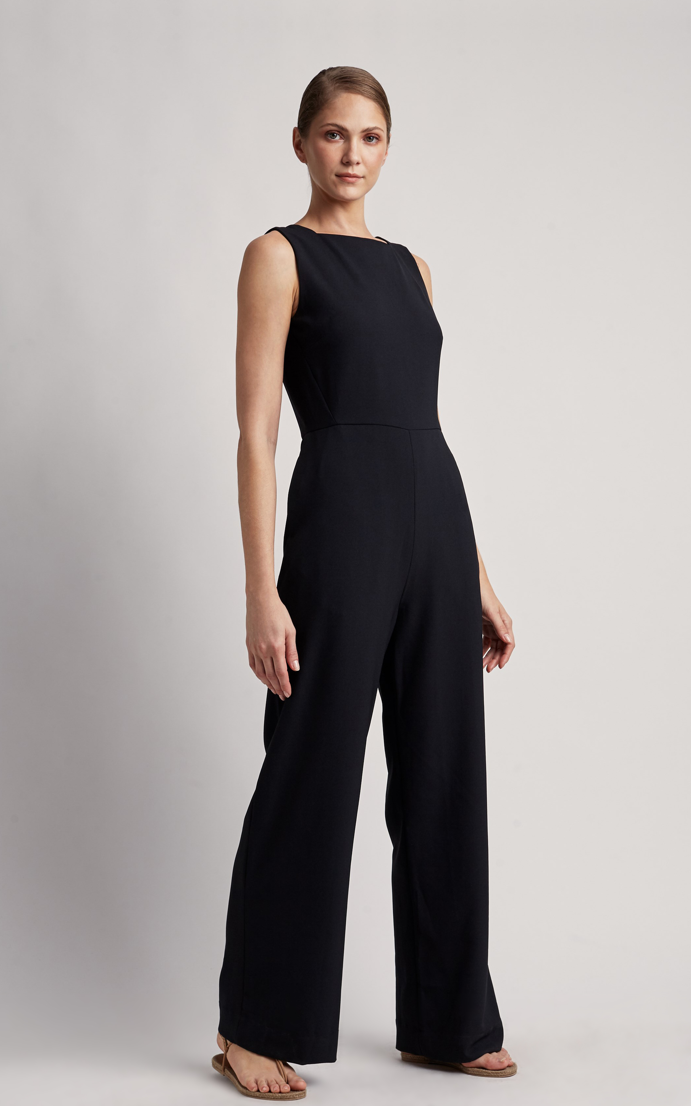 Black Square Neckline Jumpsuit