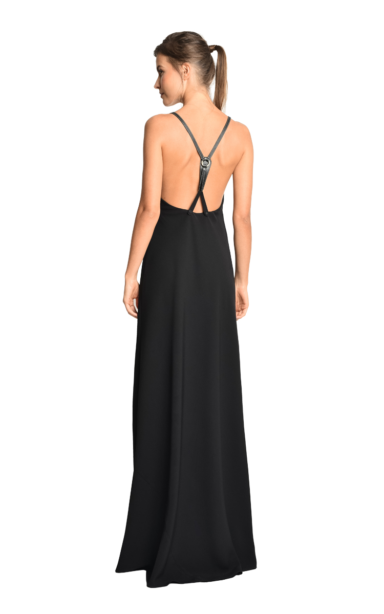 Black Saddlery Long Dress 