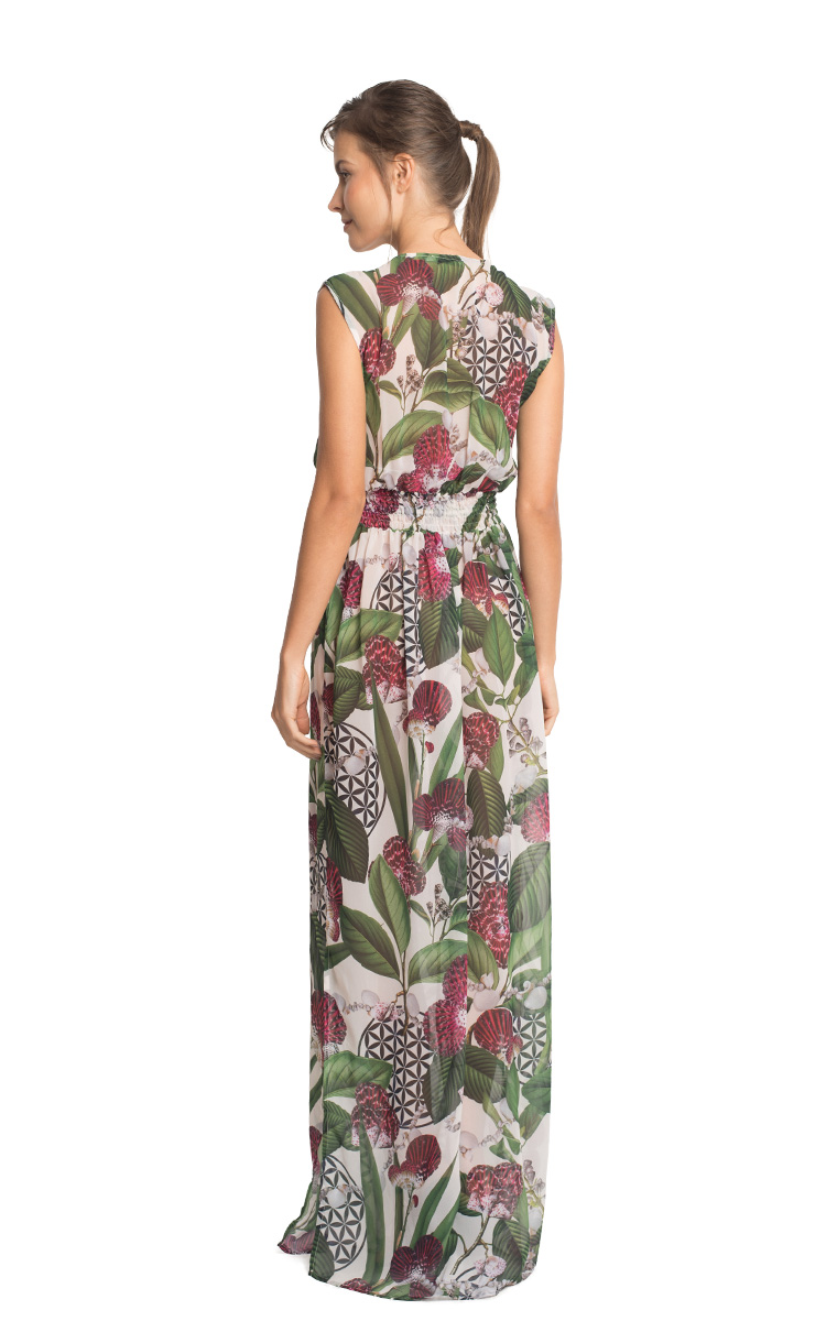 Floral Fidji Long Ruffled Dress