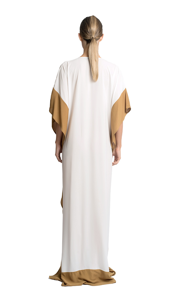 Off White Long Colorblock Kaftan