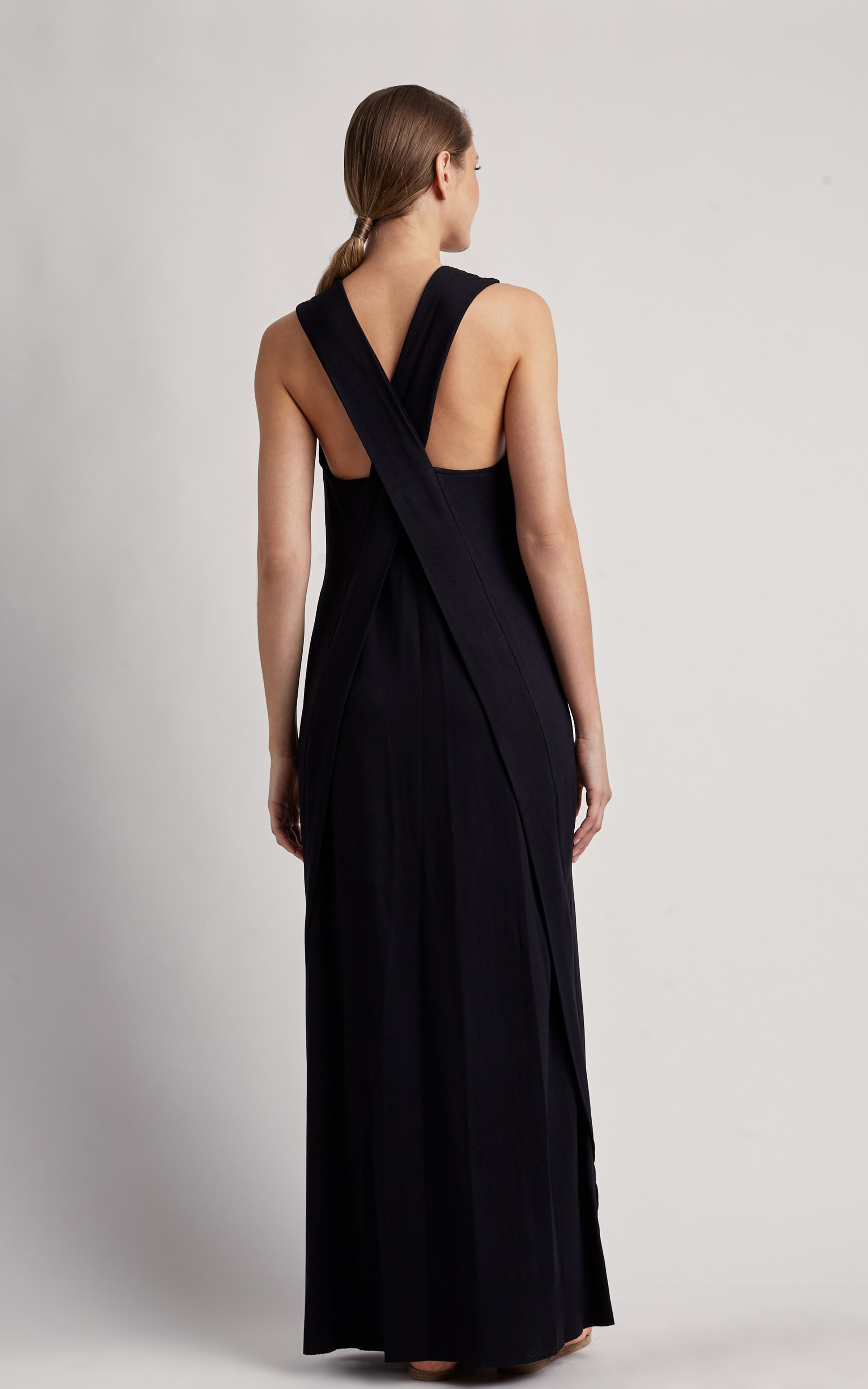 Black Cross Back Long Dress