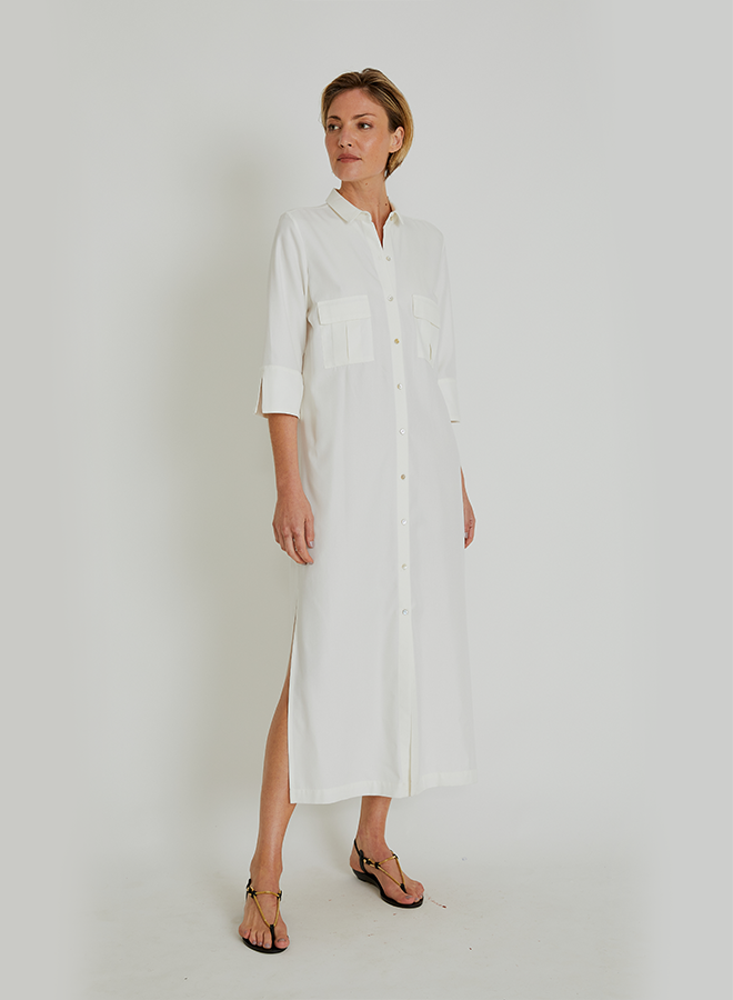 Off White Utilitarian Pocket Shirt Dress