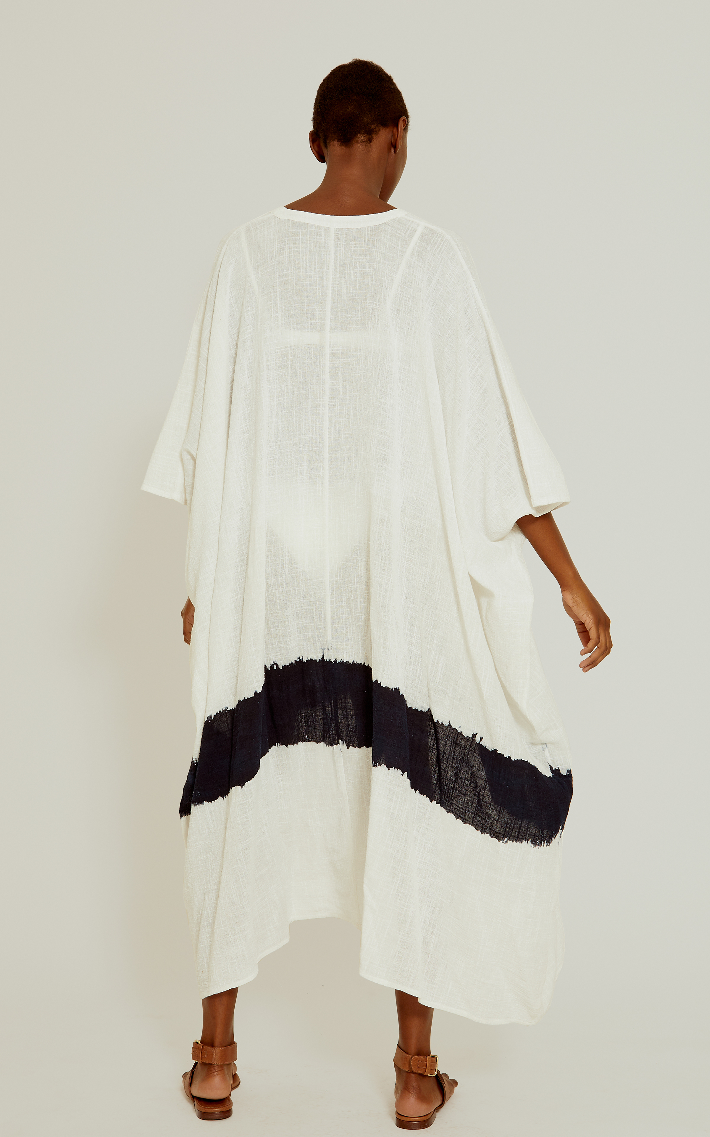 Off White Indigo Dye Kaftan