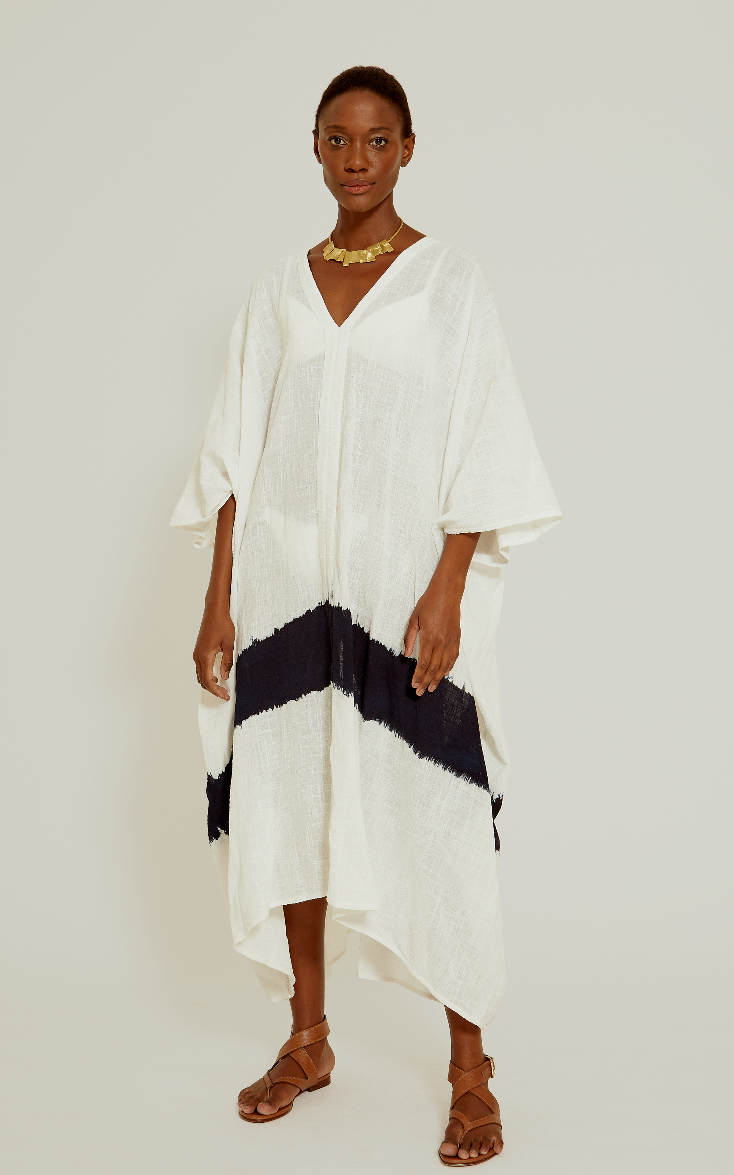 Off White Indigo Dye Kaftan