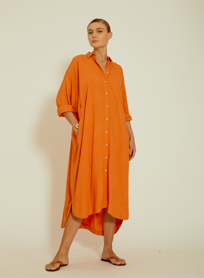 Terre Raglan Sleeve Midi Shirt Dress