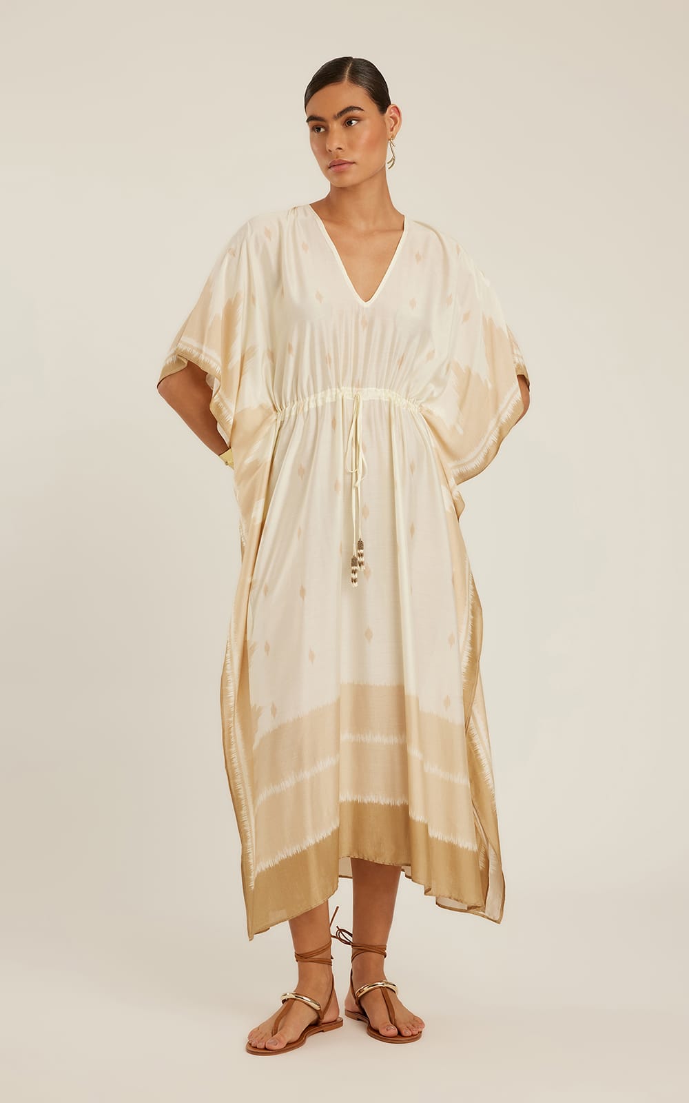 SAND IKAT V NECKLINE KAFTAN