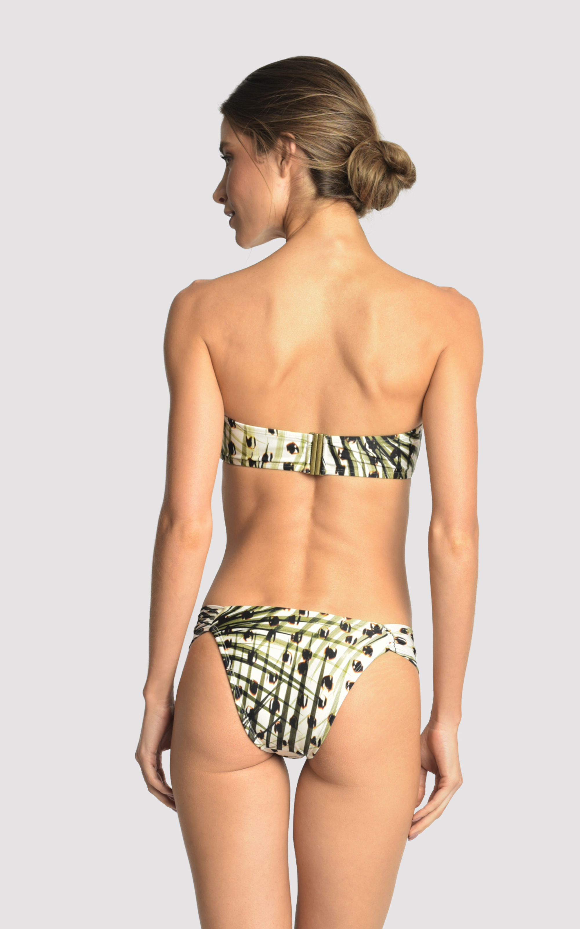 Cheetah Drop Bandeau Draped Bikini 