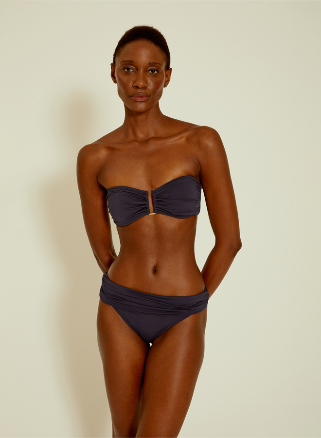 Indigo Blue Drop Bandeau Hw Ruched Bikini
