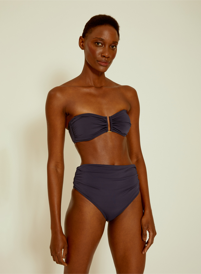 Indigo Blue Drop Bandeau Hw Ruched Bikini