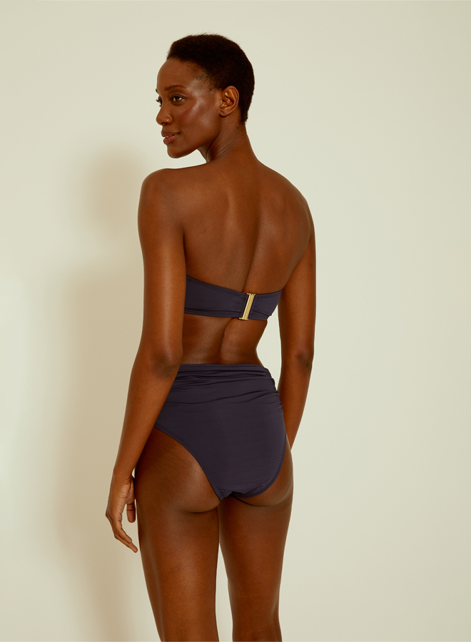 Indigo Blue Drop Bandeau Hw Ruched Bikini