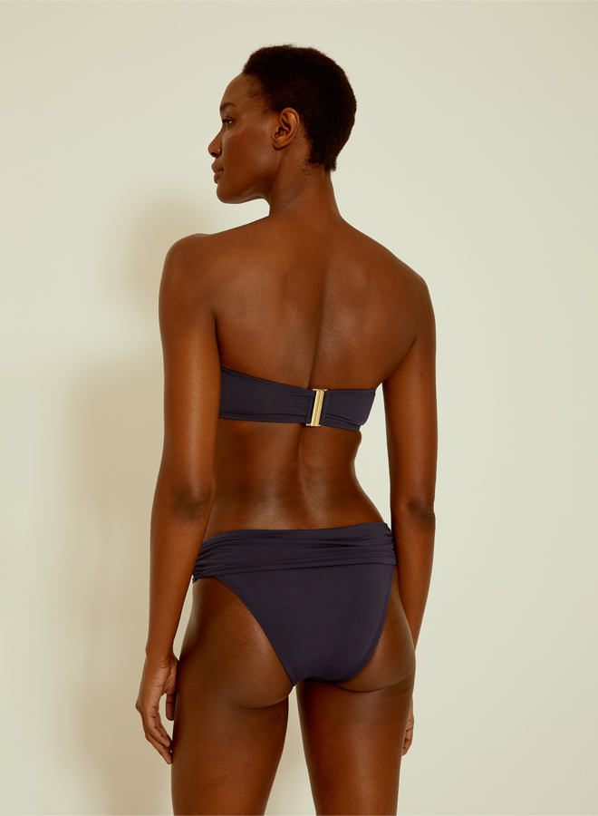 Indigo Blue Drop Bandeau Hw Ruched Bikini