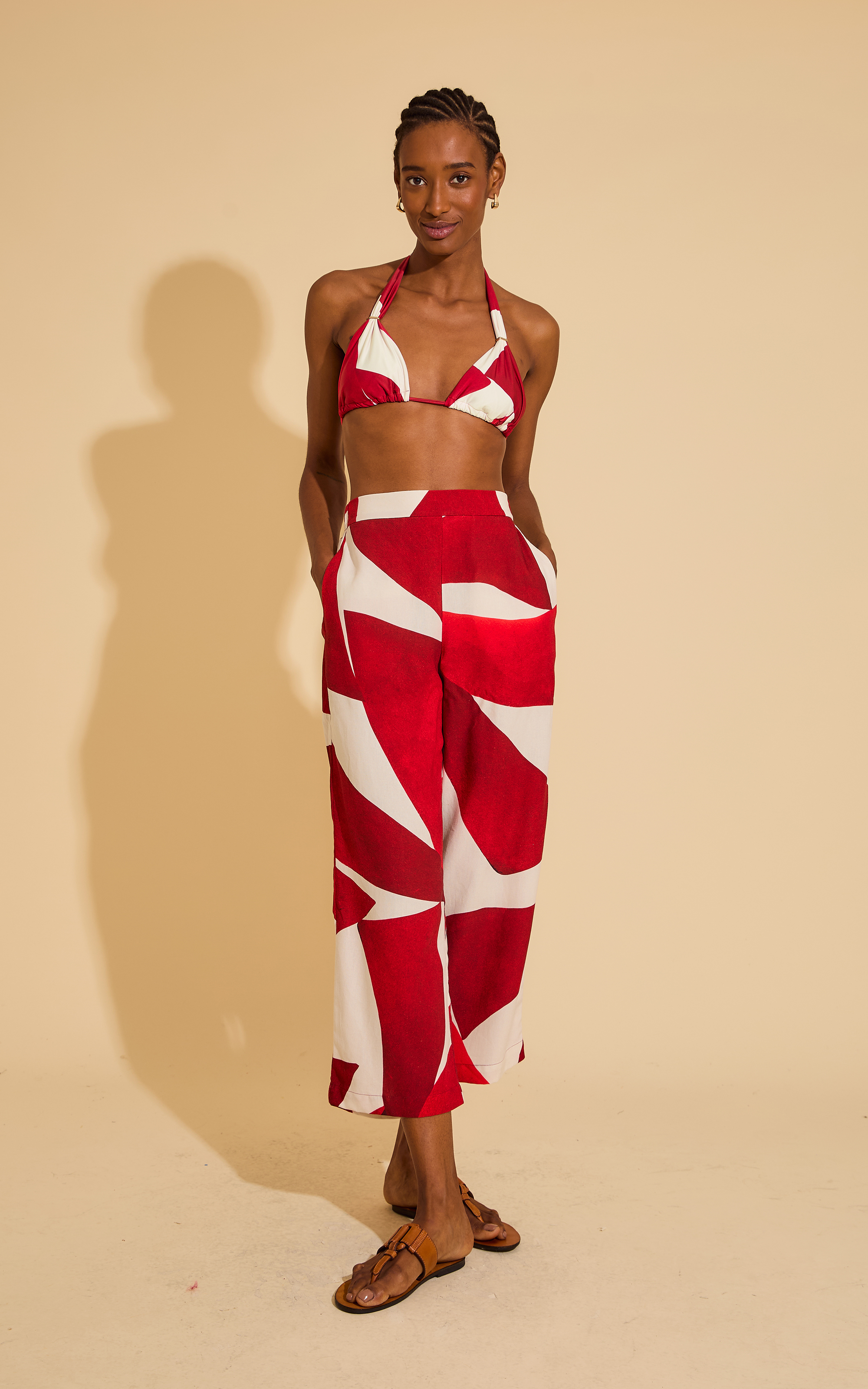 GEOMETRIC BACK ELASTIC WAIST PANTS