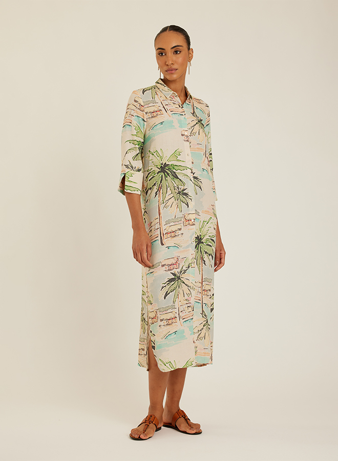 ITACARÉ SIDE SLIT LONG CHEMISIER DRESS