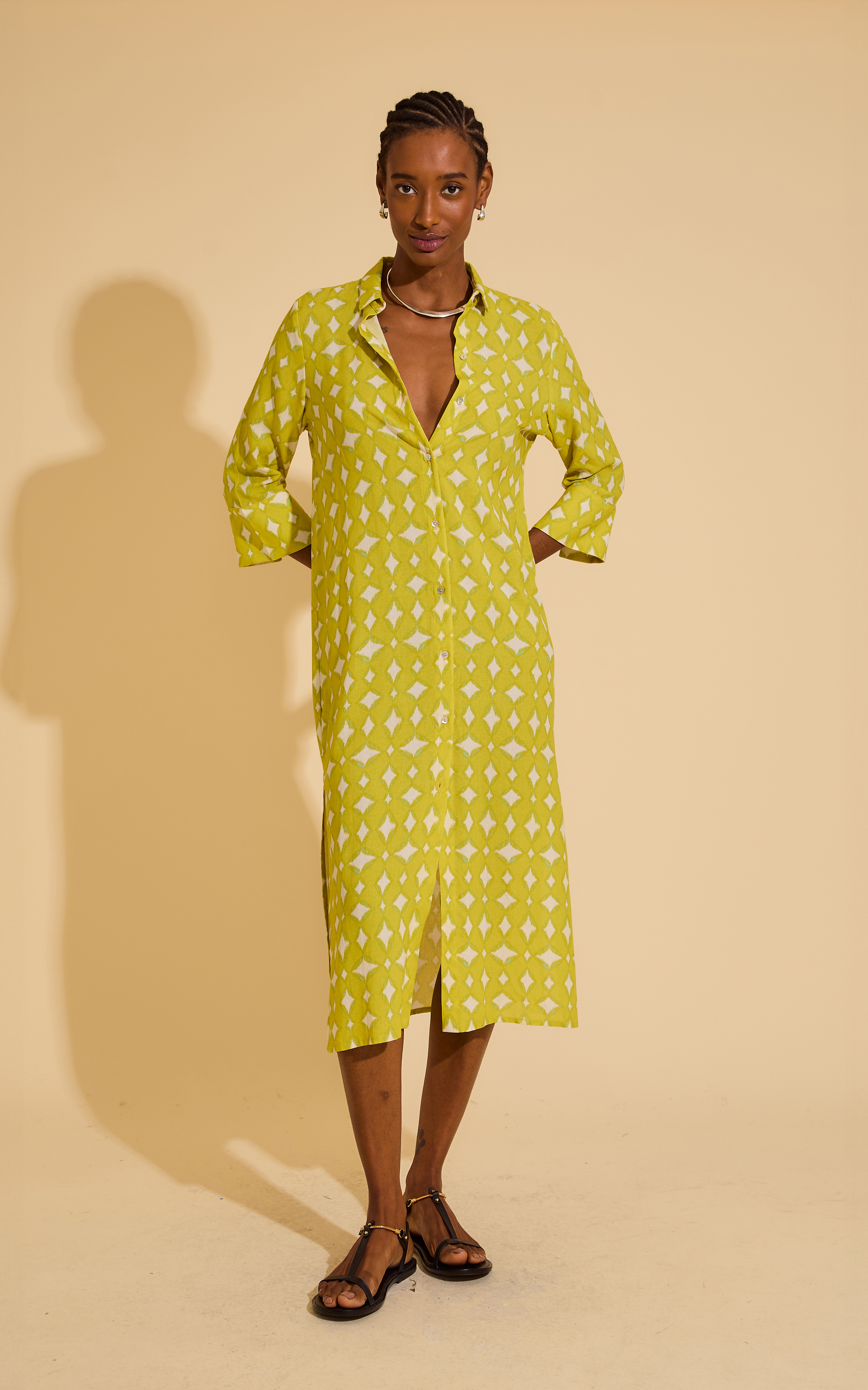 KITE SIDE SLIT BUTTON-UP CHEMISIER