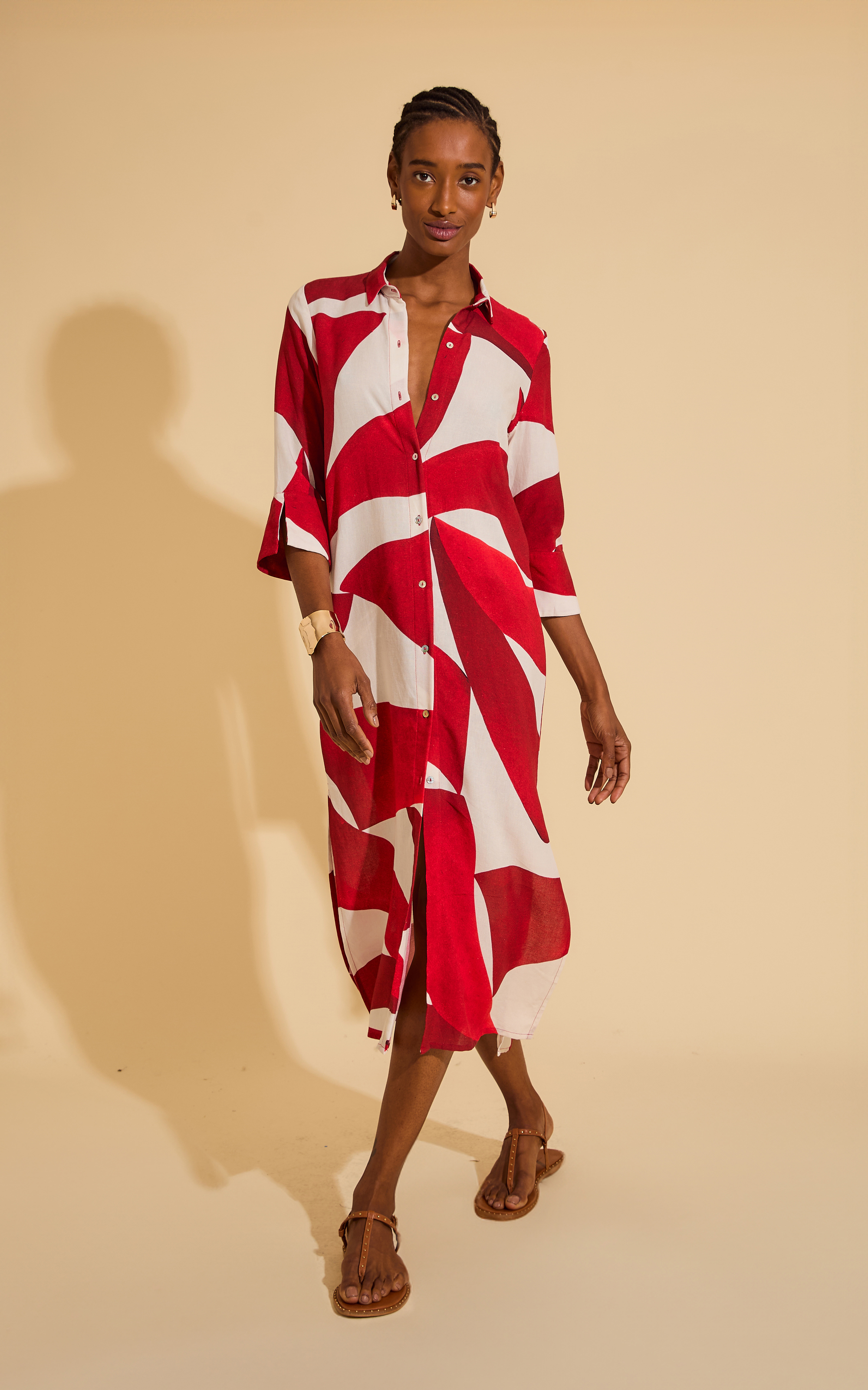 GEOMETRIC SIDE SLIT LONG CHEMISIER