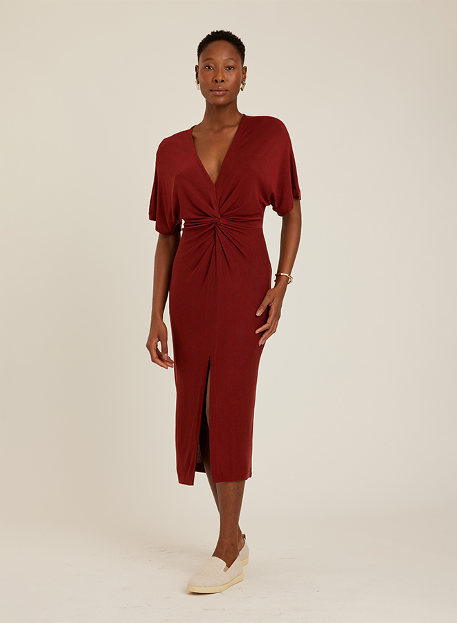 CINNAMON V NECK COVER UP