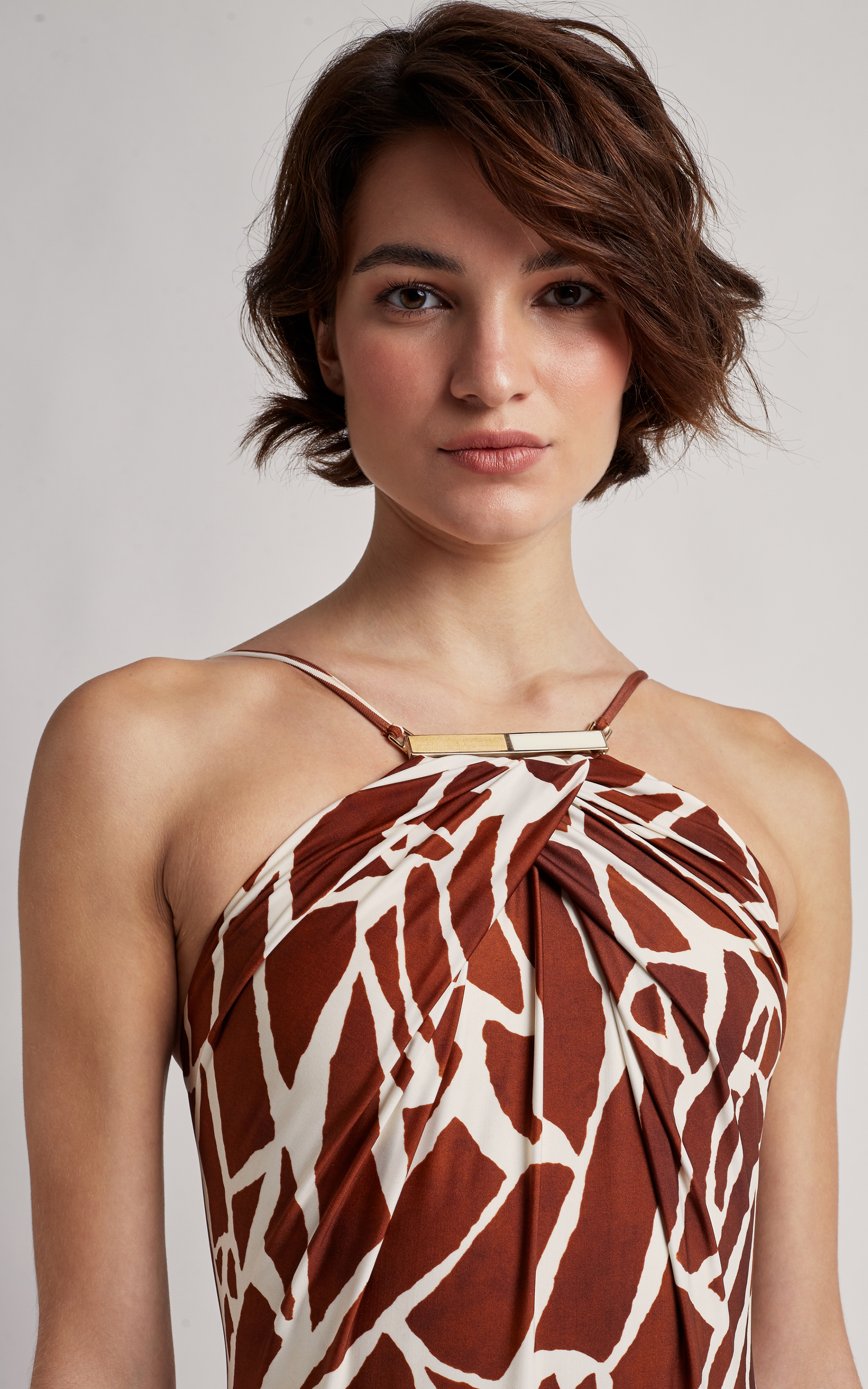 Giraffe Embellished High Neck Maillot