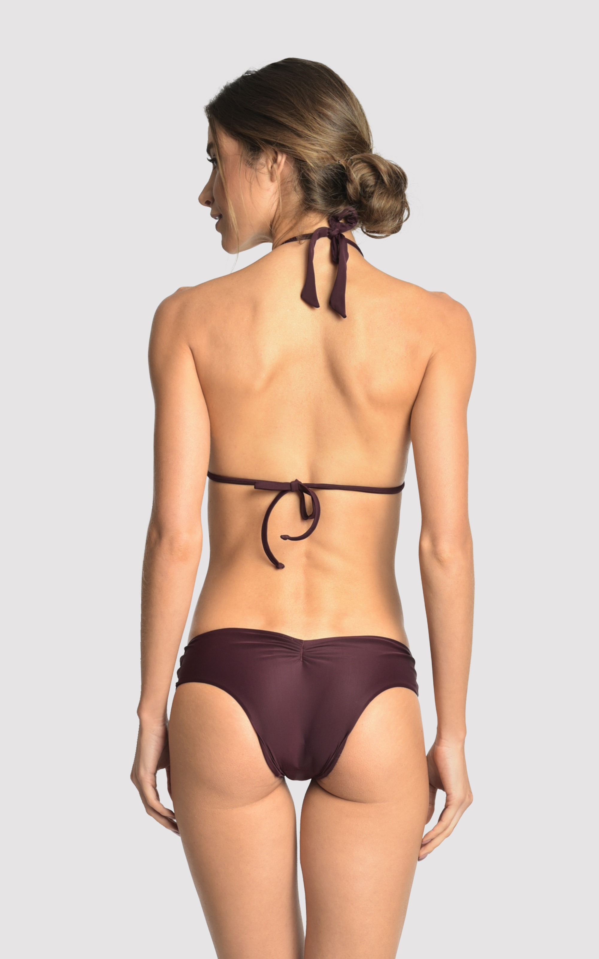 Eggplant Adjustable Accessory Halter Bikini 