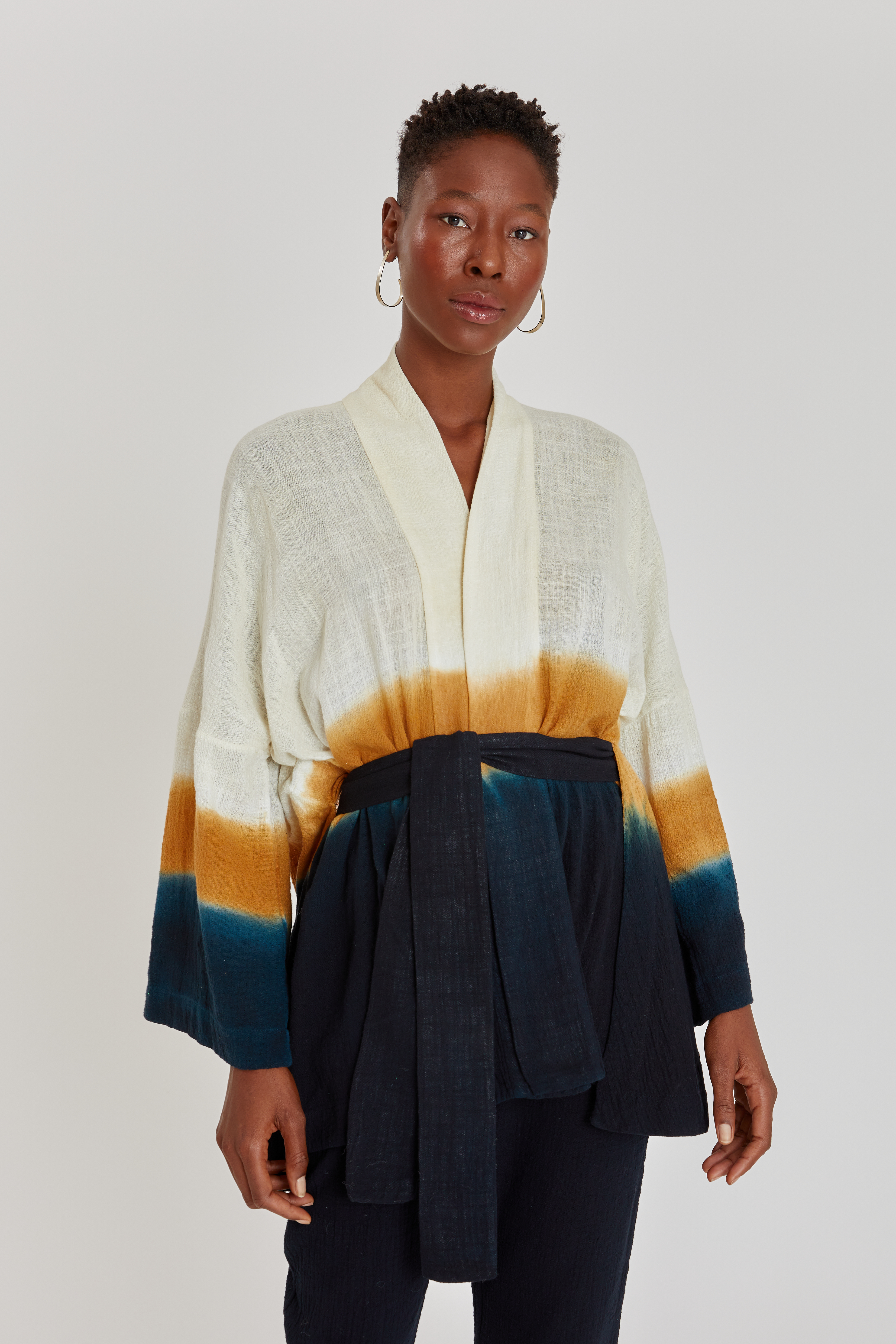 SAND/NAVY TIE DYE KIMONO