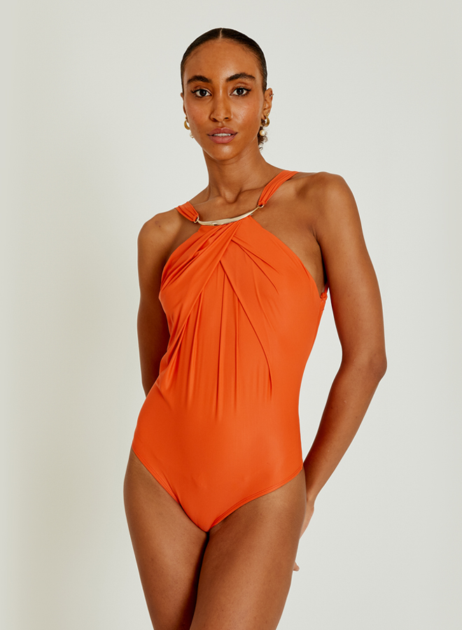 Kinkan High Neck Pleated One Piece