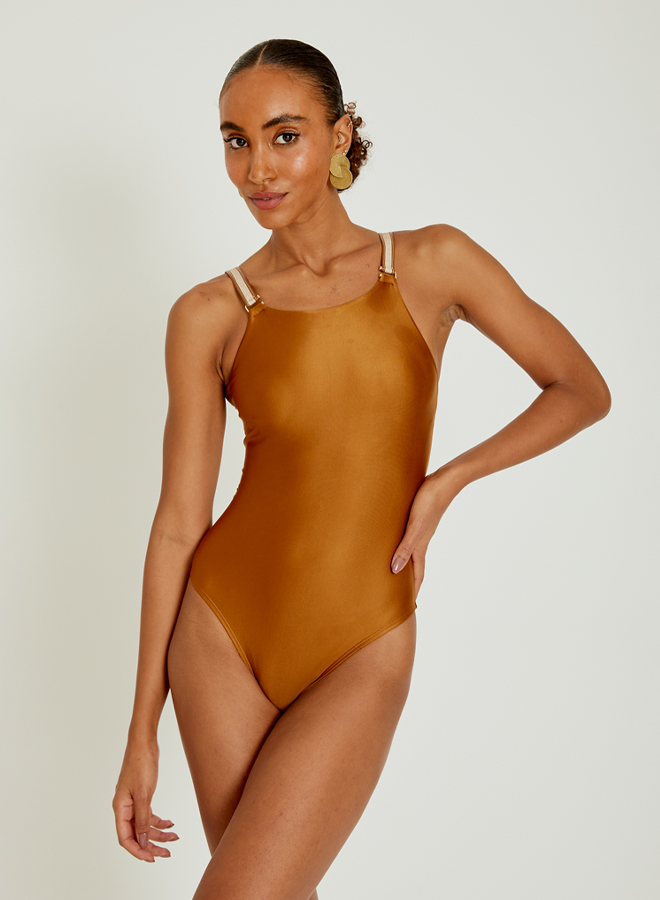 Copper Detailed Geometric One Piece
