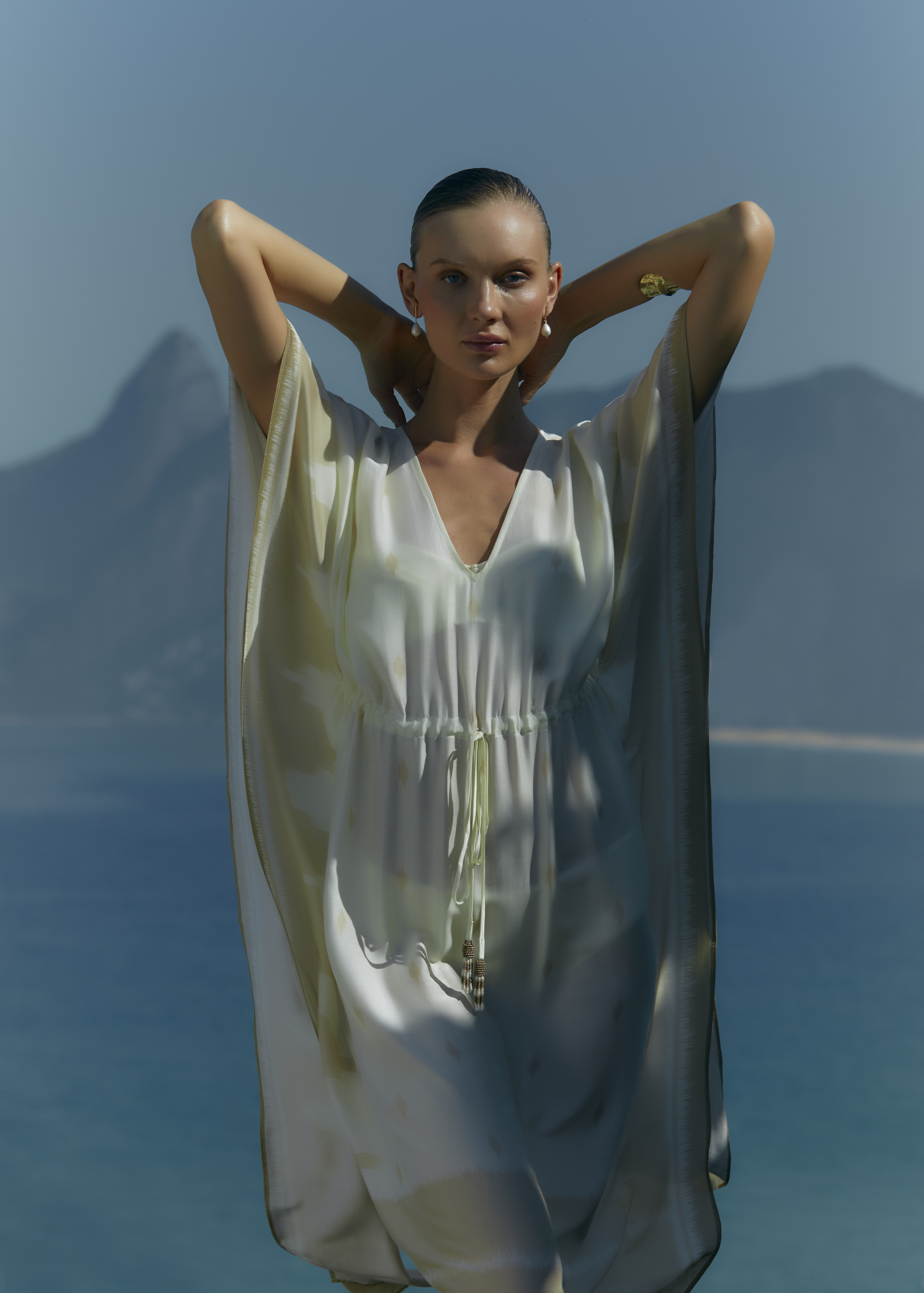 SAND IKAT V NECKLINE KAFTAN