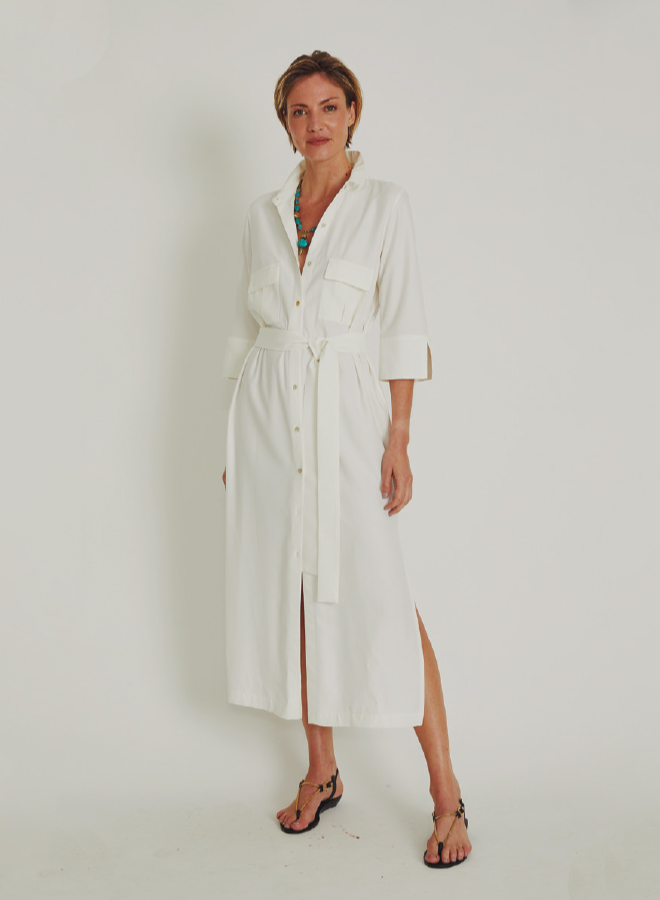 Off White Utilitarian Pocket Shirt Dress