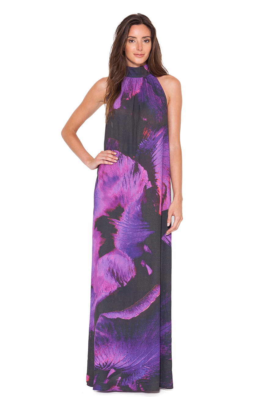 Purple Bloom Monet High Neck Dress
