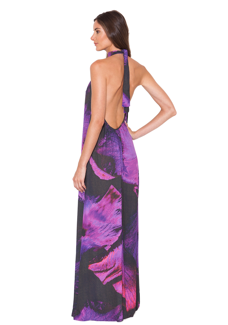 Purple Bloom Monet High Neck Dress