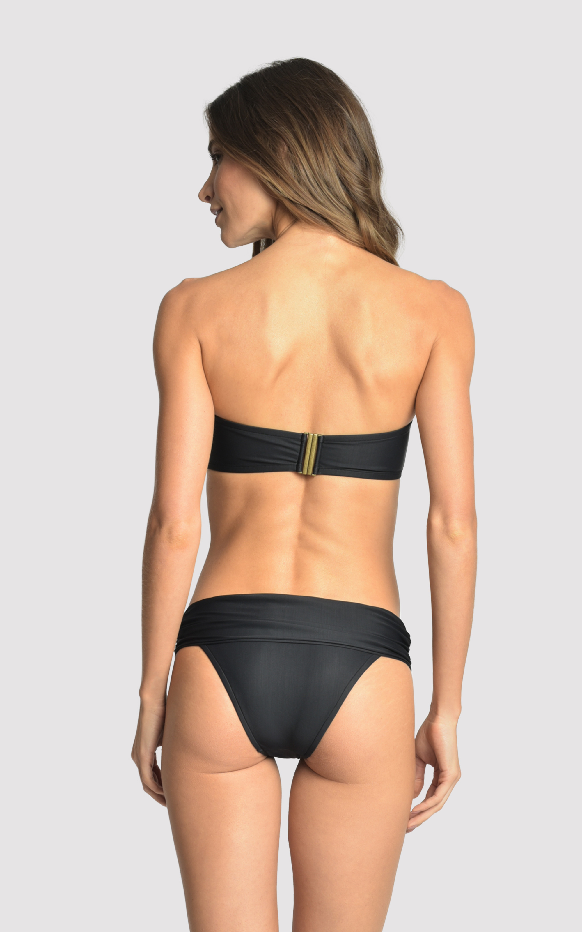 Black Drop Bandeau Hw Ruched Bikini