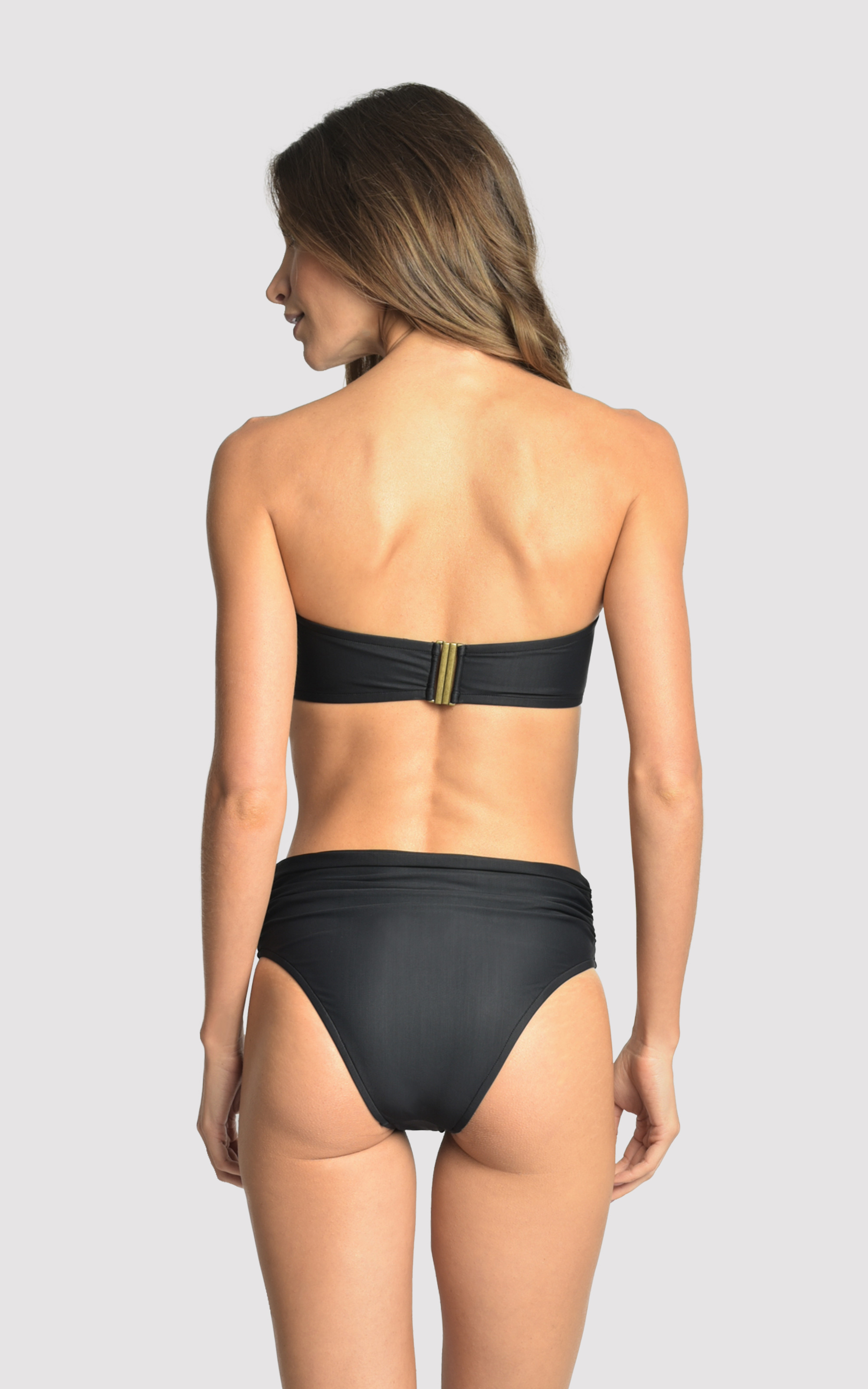 Black Drop Bandeau Hw Ruched Bikini