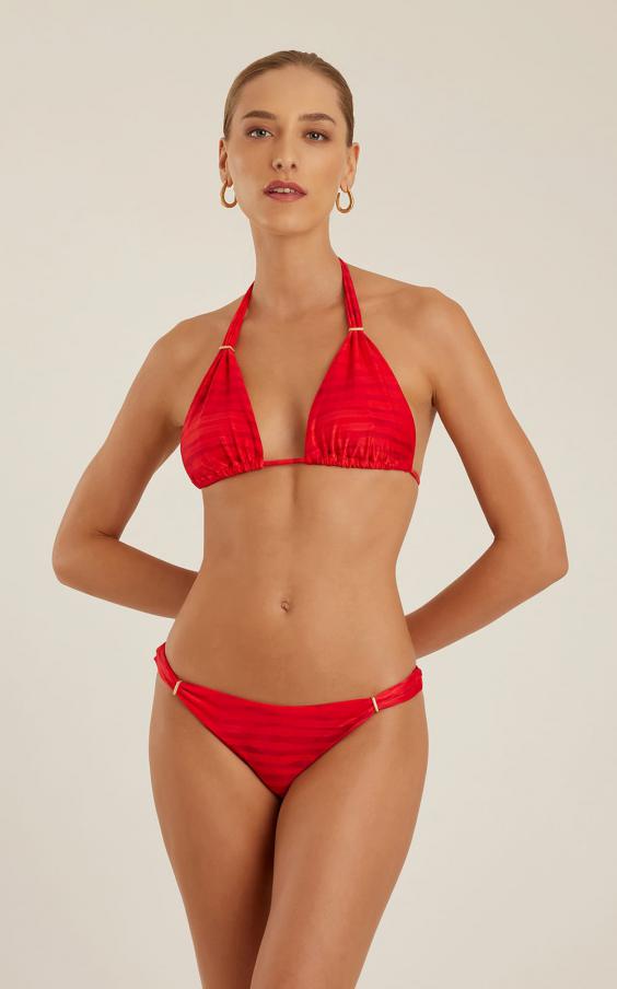 STRIPE FLORA ADJUSTABLE HALTER BIKINI 