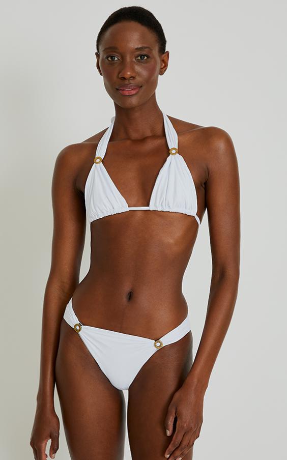 White Hardware Adjustable Halter Bikini