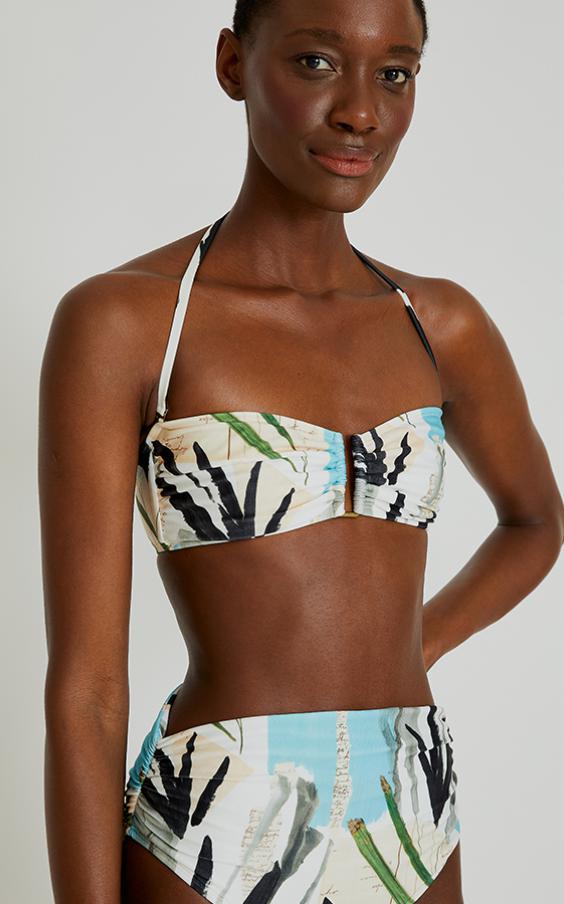 Parchment Drop Bandeau Hw Ruched Bikini