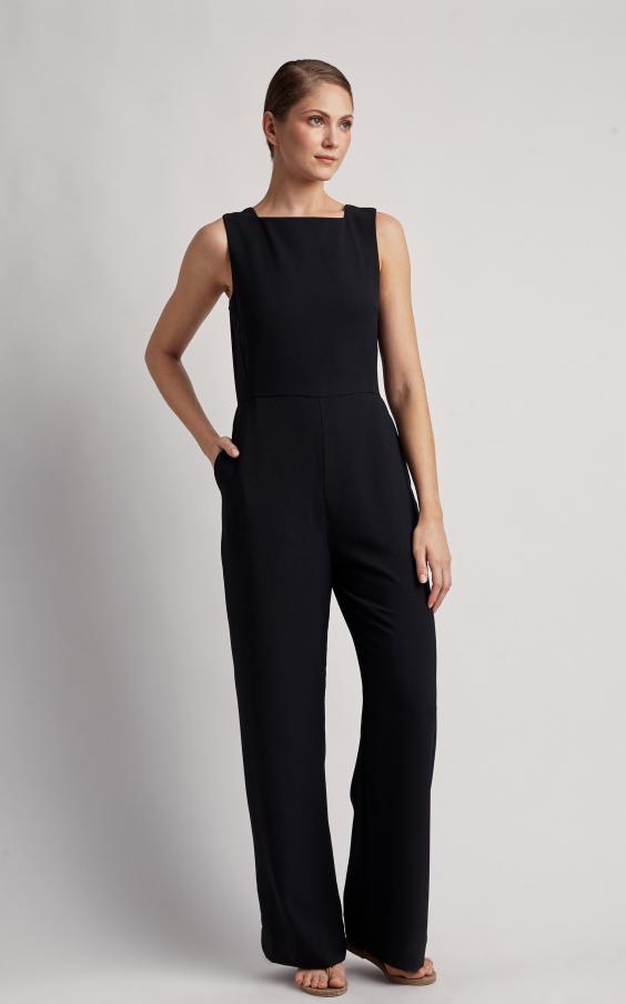 Black Square Neckline Jumpsuit