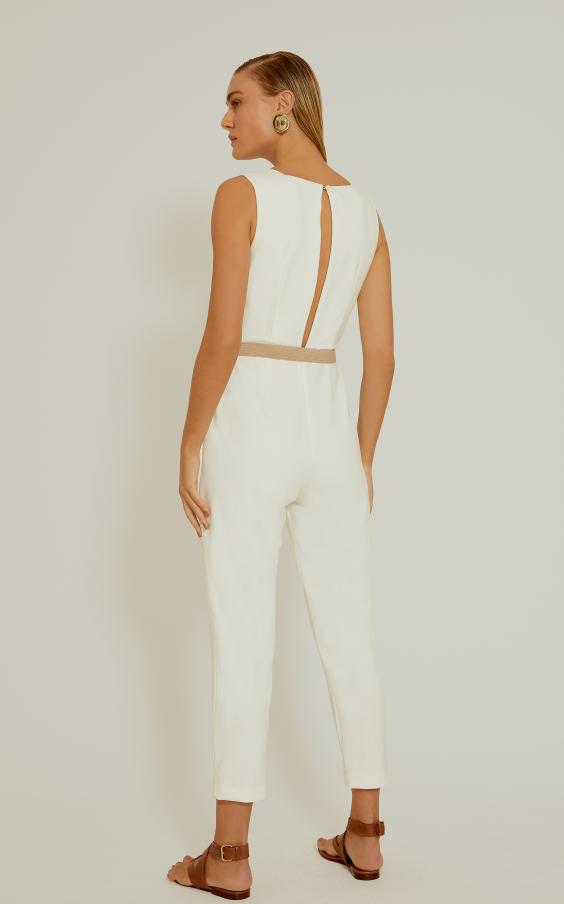 Off White Belted Jumpsuit