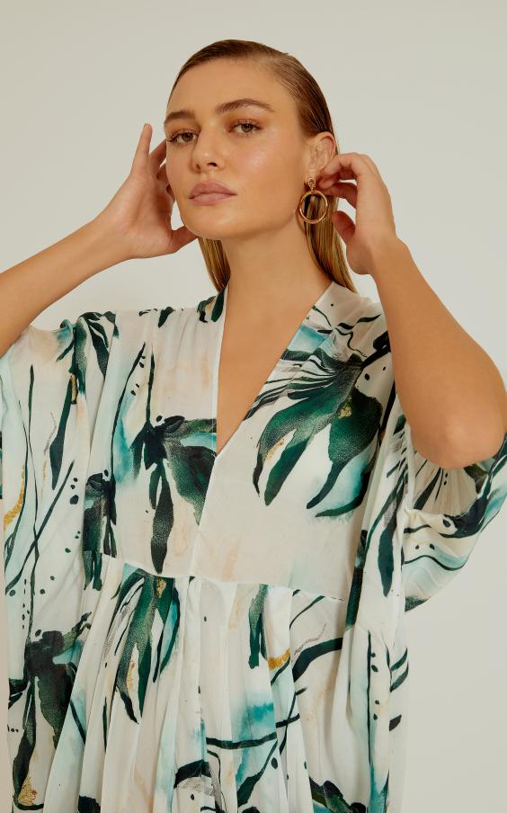 Zaire V-Neck Belted Kaftan