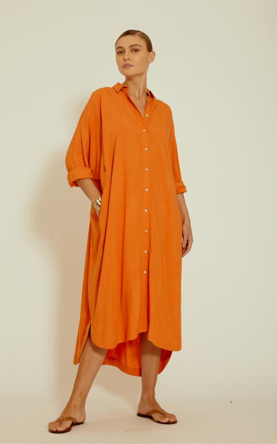 Terre Raglan Sleeve Midi Shirt Dress