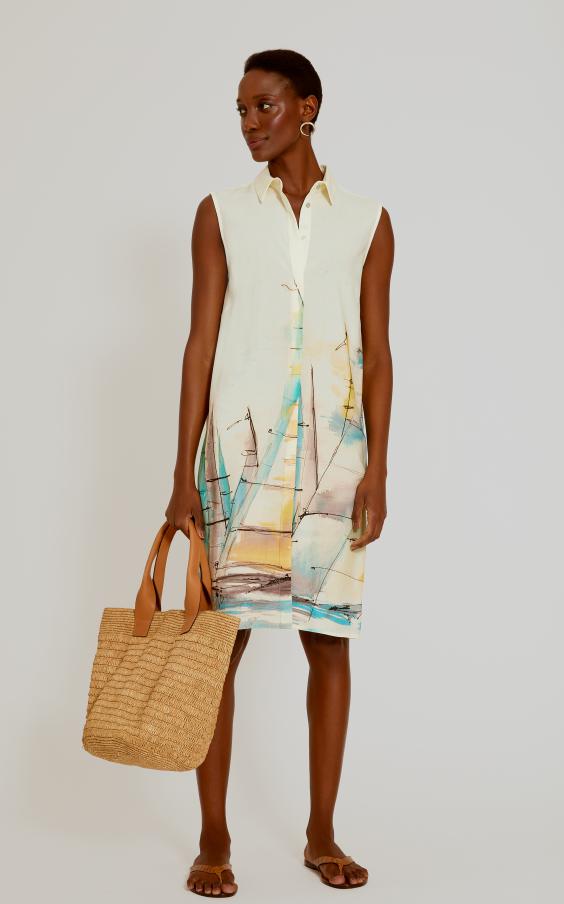Sailboat Midi Shirt Dress