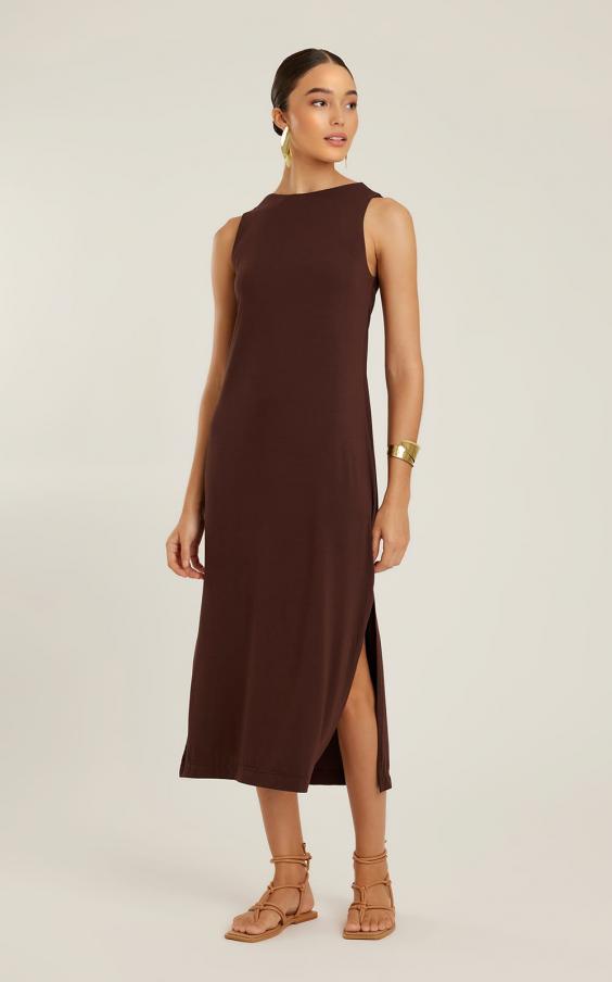 COFFEE BACK KNOT DRESS