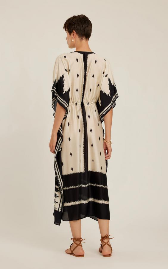 BLACK IKAT V NECKLINE KAFTAN