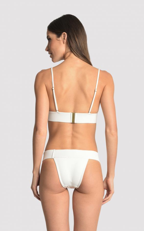 Off White Piqué Fixed Triangle Bikini 