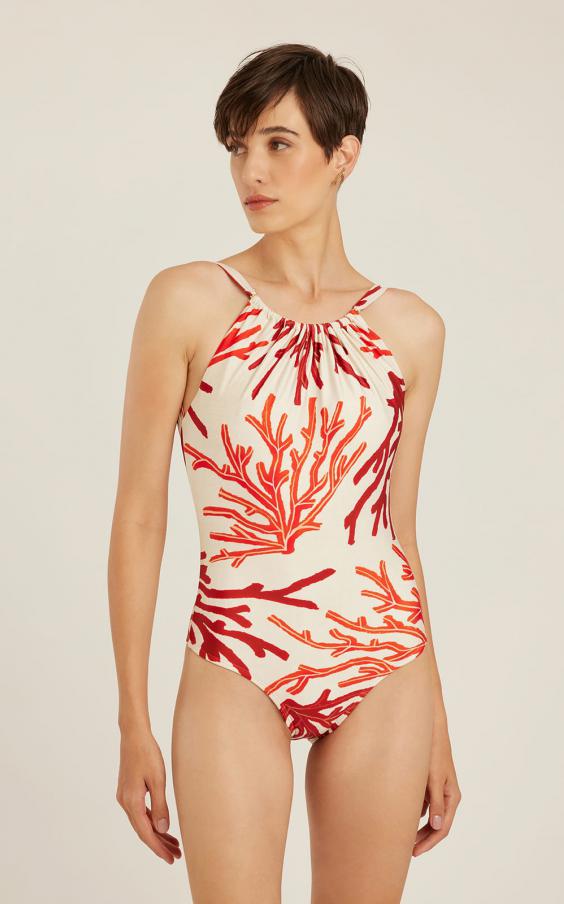 NORONHA HIGH NECK RUCHED ONE PIECE