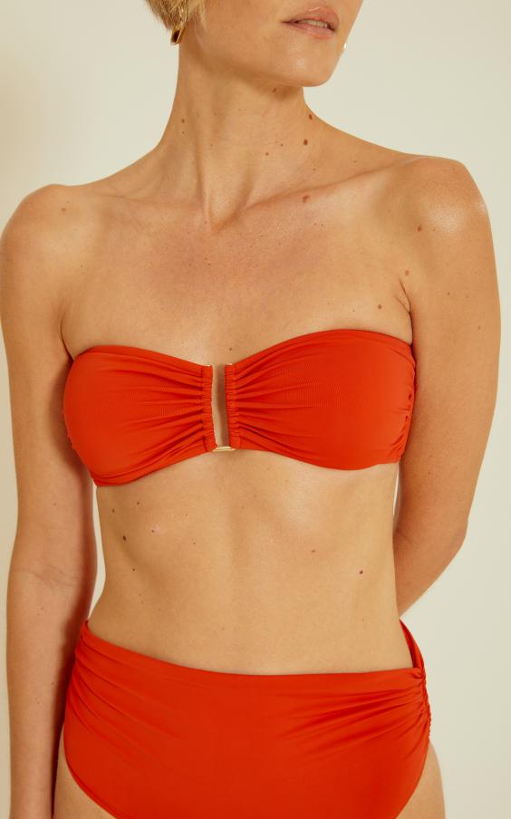 Kaki Drop Bandeau Hw Ruched Bikini