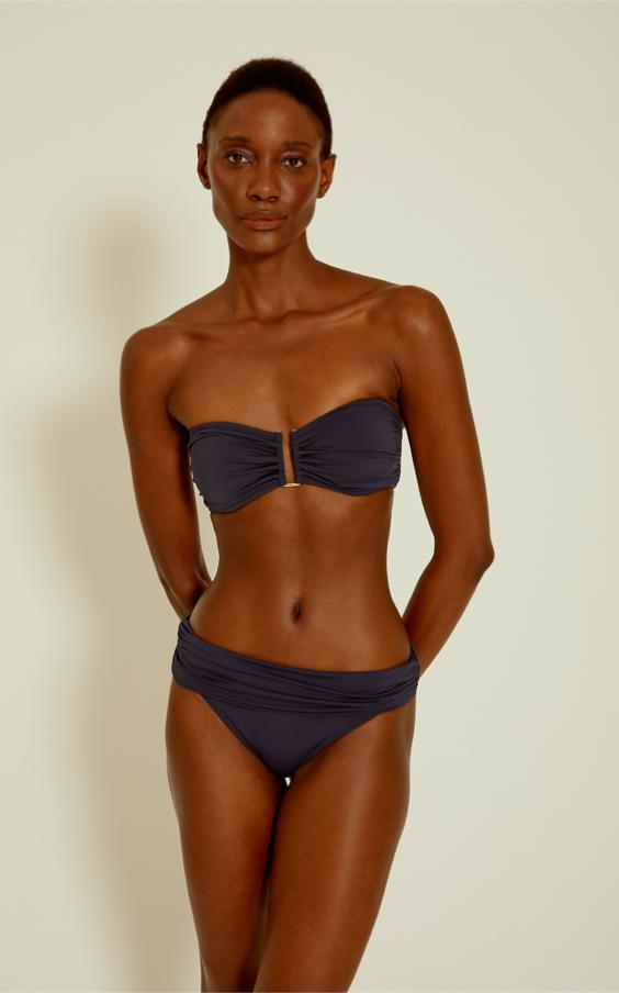 Indigo Blue Drop Bandeau Hw Ruched Bikini