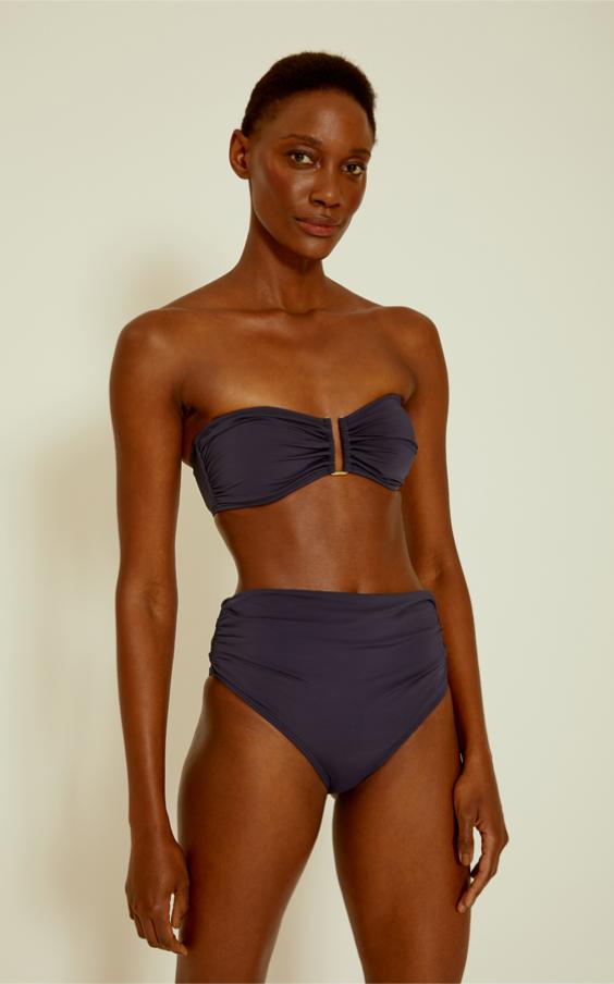 Indigo Blue Drop Bandeau Hw Ruched Bikini