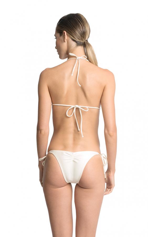 Off White Embroidered Halter Bikini