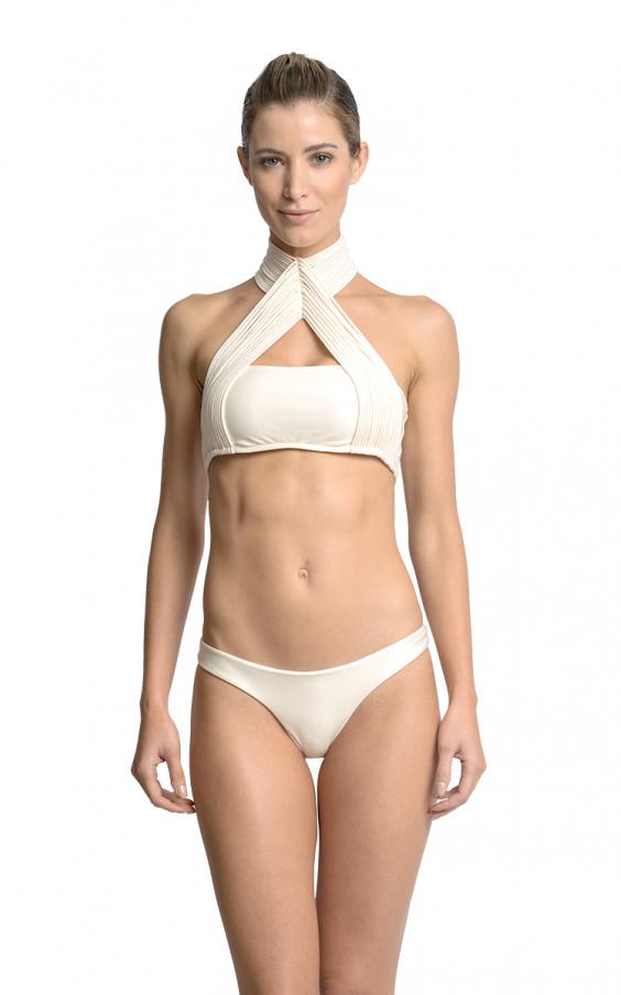 Off White Neck Straps Athletic Bikini